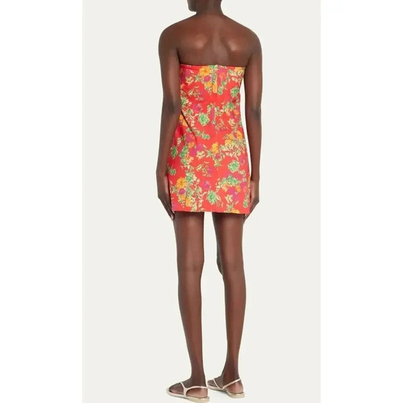 $420 Caroline Constas Kaia Strapless Bustier Mini Dress Red Radiant Flor… - Picture 6 of 16